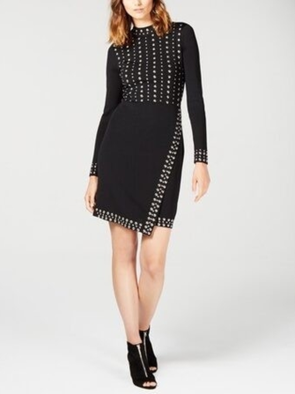 NWT INC International Concepts Black Long-Sleeve Studded Dress-Size:L